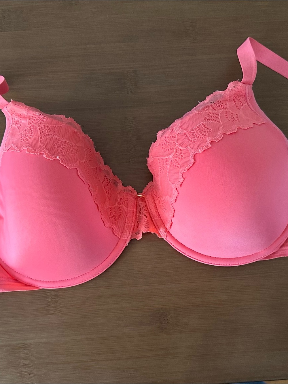 Natori Coral Pink Lace-Trim T-Shirt Bra